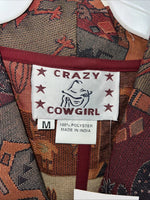 New Women’s Multicolor Crazy Cowgirl Short Jacket Medium #ccJ53 WW-16