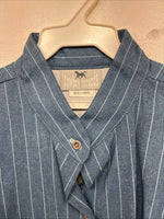 New Women’s Cowboy Threads Blue Stripe Long Sleeve Button Up Large TT-16