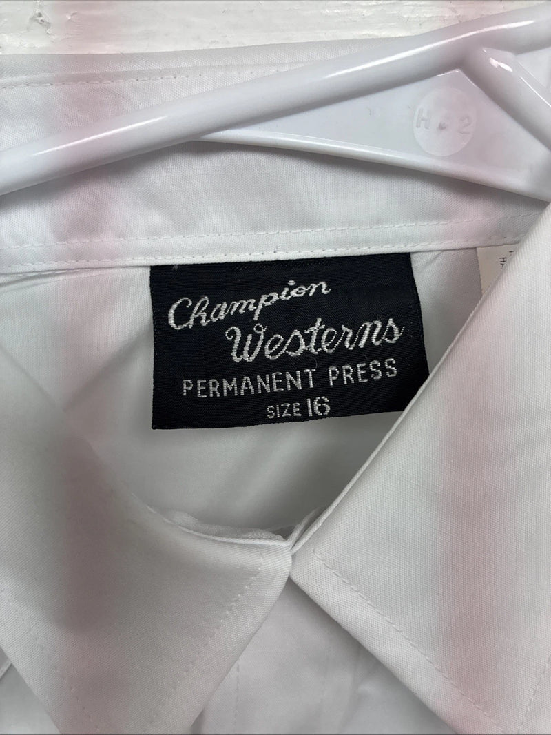 New Boys Champion Western White Long Sleeve Pearl Snap 16 CC-79