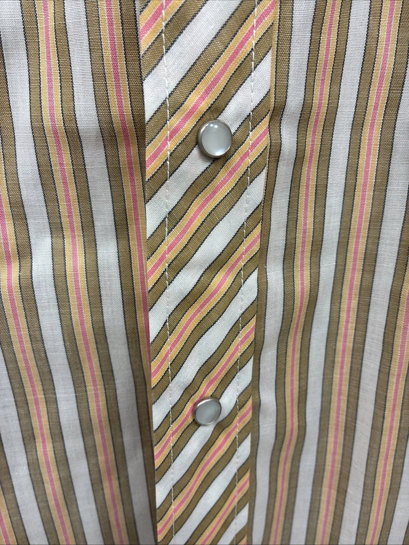 New Men’s Trail Ridge Multicolor Stripe Long Sleeve Pearl Snap 2XL O-22