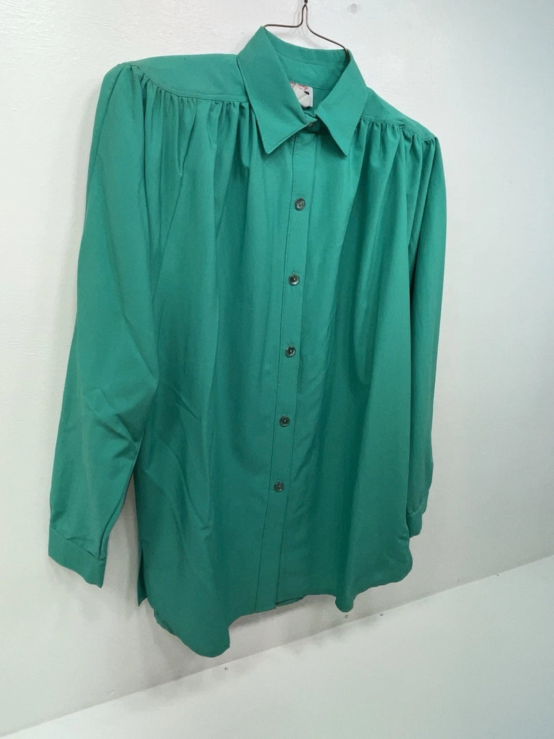 New Women’s Green H Bar C Long Sleeve Button Up Shirt 3B-32