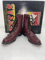 New Women’s Red Texas Brand Lace Up Cowboy Boots. 4493 7 M. 18-35