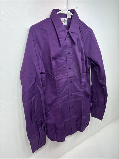 New Women’s Tem Tex Purple Long Sleeve Pearl Snap Size 38 II-21