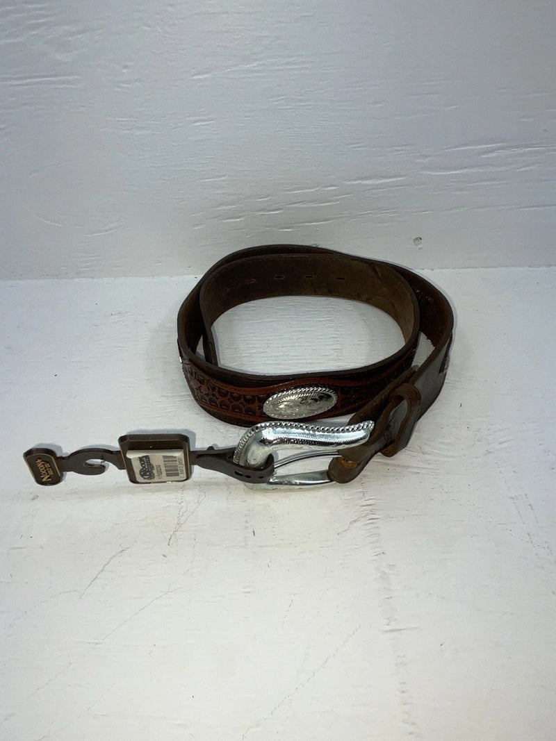 New Brown Genuine Leather Nocona Pendent And Tooled 30” Belt #1110202 JJ-27