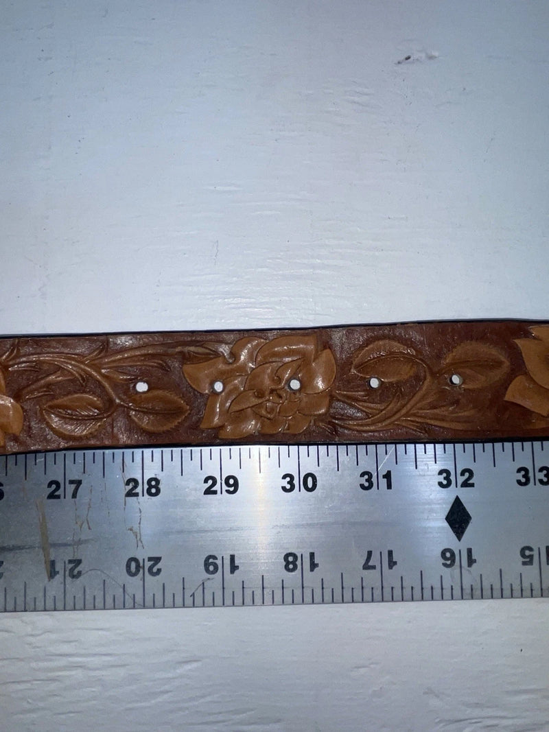 New Brown Genuine Leather Tooled 30” Belt #652 JJ-18