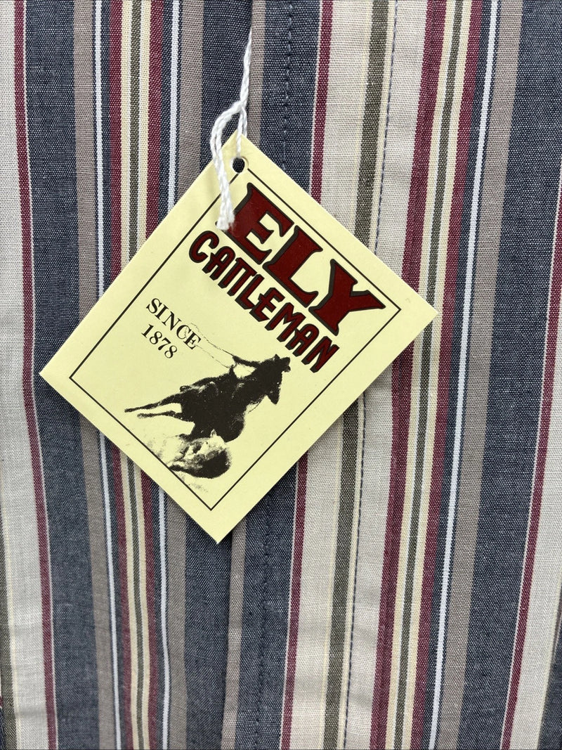 New Men’s ELY Cattleman Multicolor Stripe Short Sleeve Pearl Snap XLT R-67