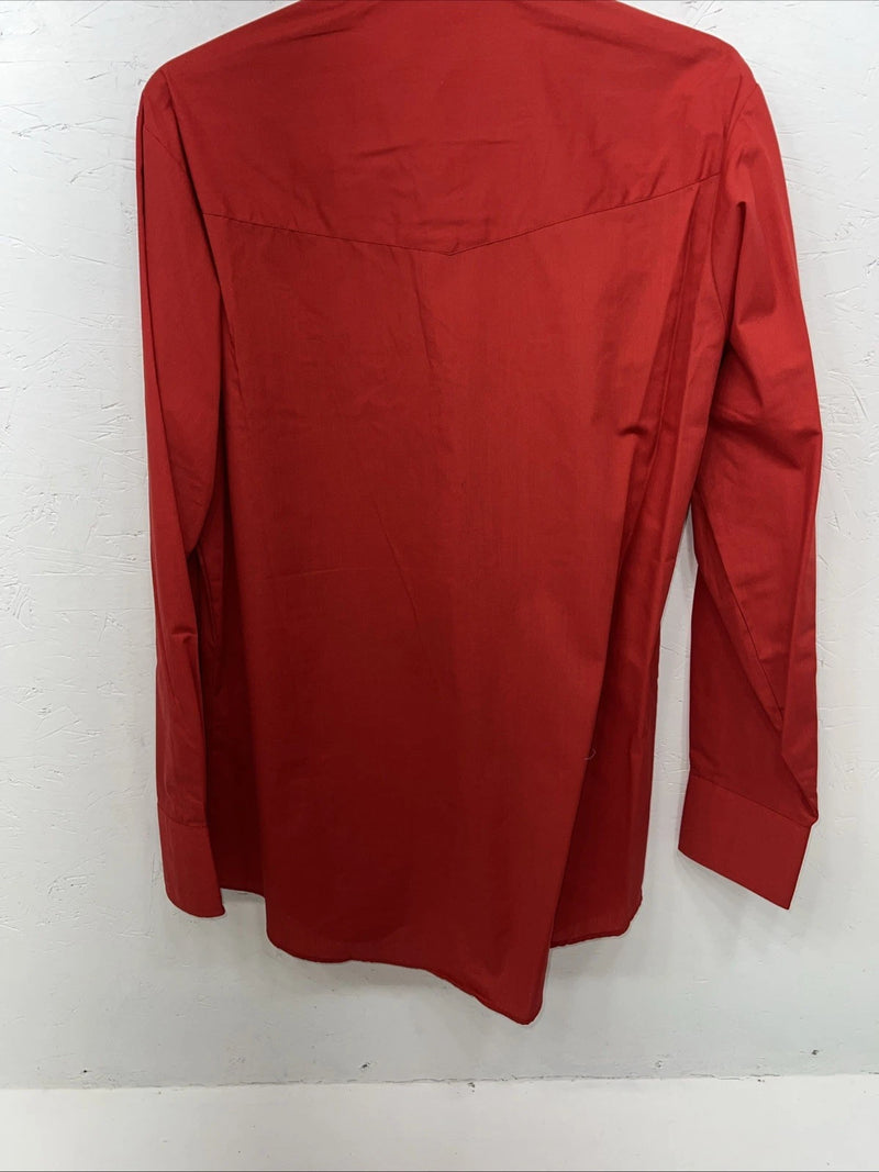 New Men’s Red ELY Cattleman Long Sleeve Pearl Snap Shirt. 16x35 L P-59