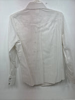New Women’s H Bar C White Gold Stripe Long Sleeve Pearl Snap Size 40 KK-72