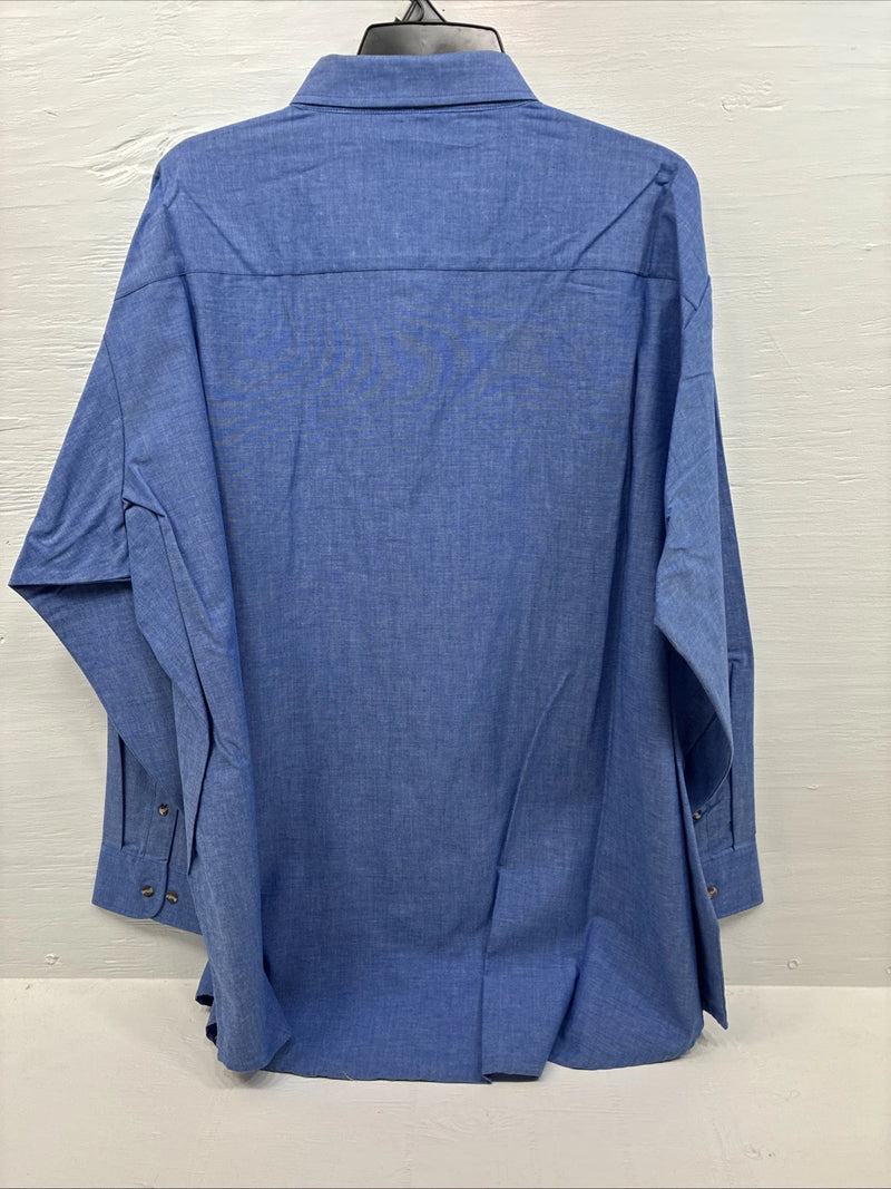 New Men’s ELY Cattleman Blue Long Sleeve Button Up 20.5 X 36 4XL E-99