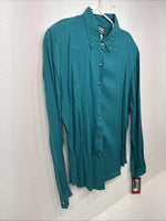 New Women’s Rough Rider Teal Long Sleeve Button Up Large KK-20