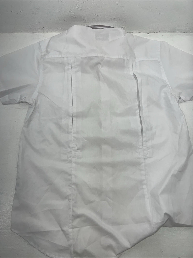 New Men’s White Cambrai Short Sleeve English Riding Shirt. Small G-37
