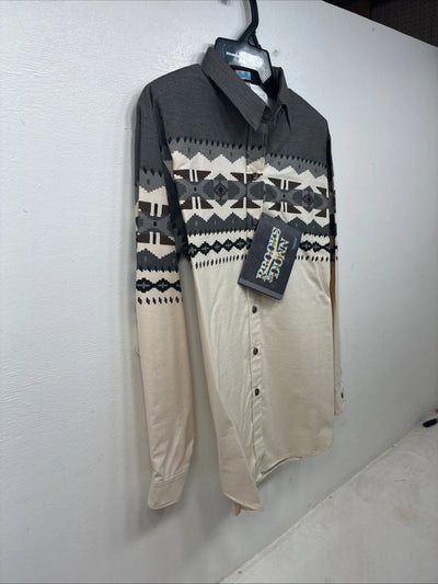 New Women’s Brooks & Dunn Tan Gray Long Sleeve Button Up Size Small TT-101