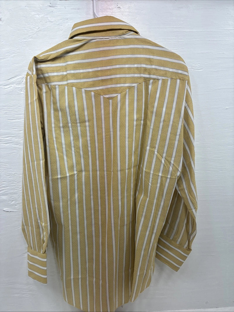 New Men’s Fenton Yellow White Stripe Long Sleeve Pearl Snap 16.5 Large V-114