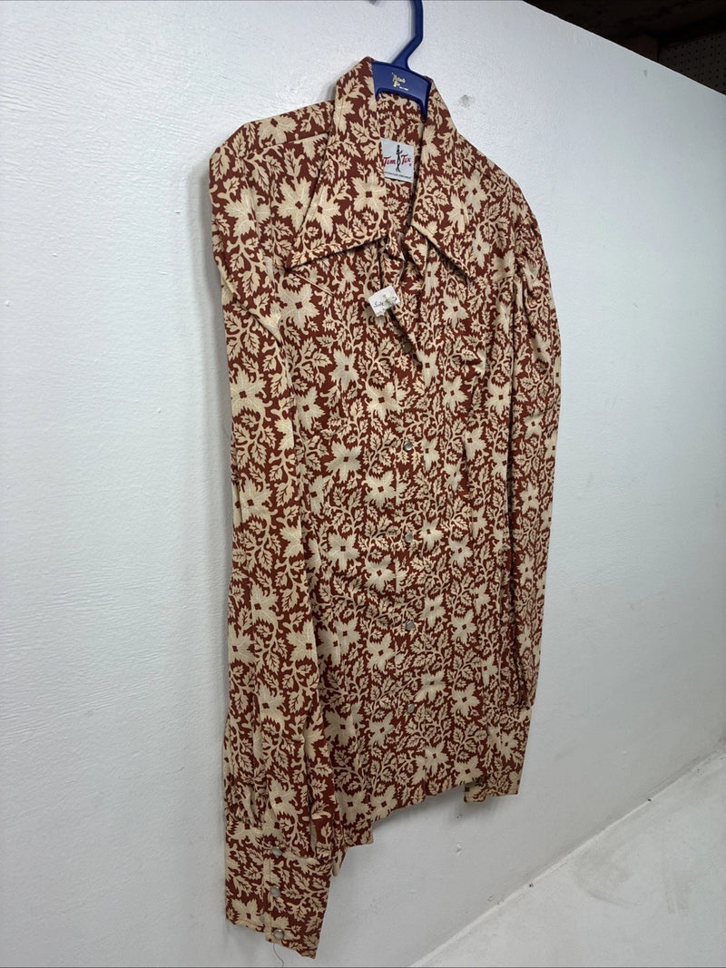 New Women’s Tem Tex Floral Design Long Sleeve Pearl Snap Size 32 MM-83