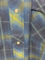 New Men’s Champion Westerns Blue Green Plaid Long Sleeve Pearl Snap Small R-22
