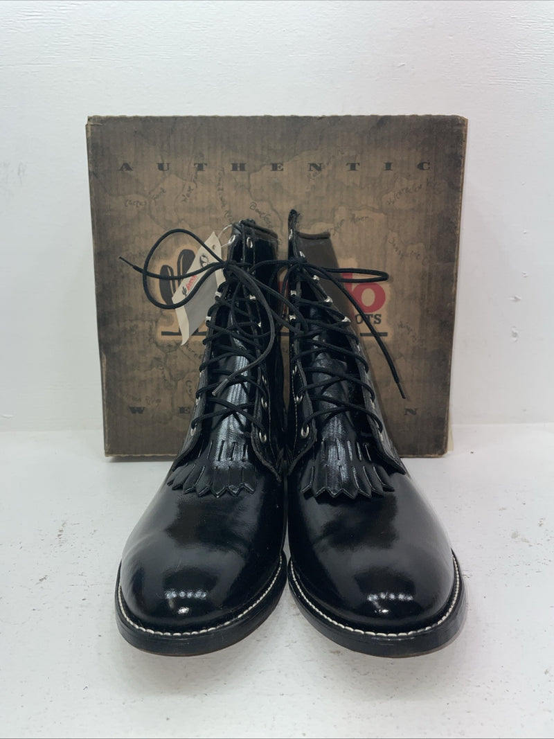New Men’s Black Lace Up Laredo Cowboy Boots. 1220 13 E E. 8-49