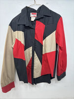 New Women’s Deborah Haman Red Black Tan Long Sleeve Button Up Medium YY-97