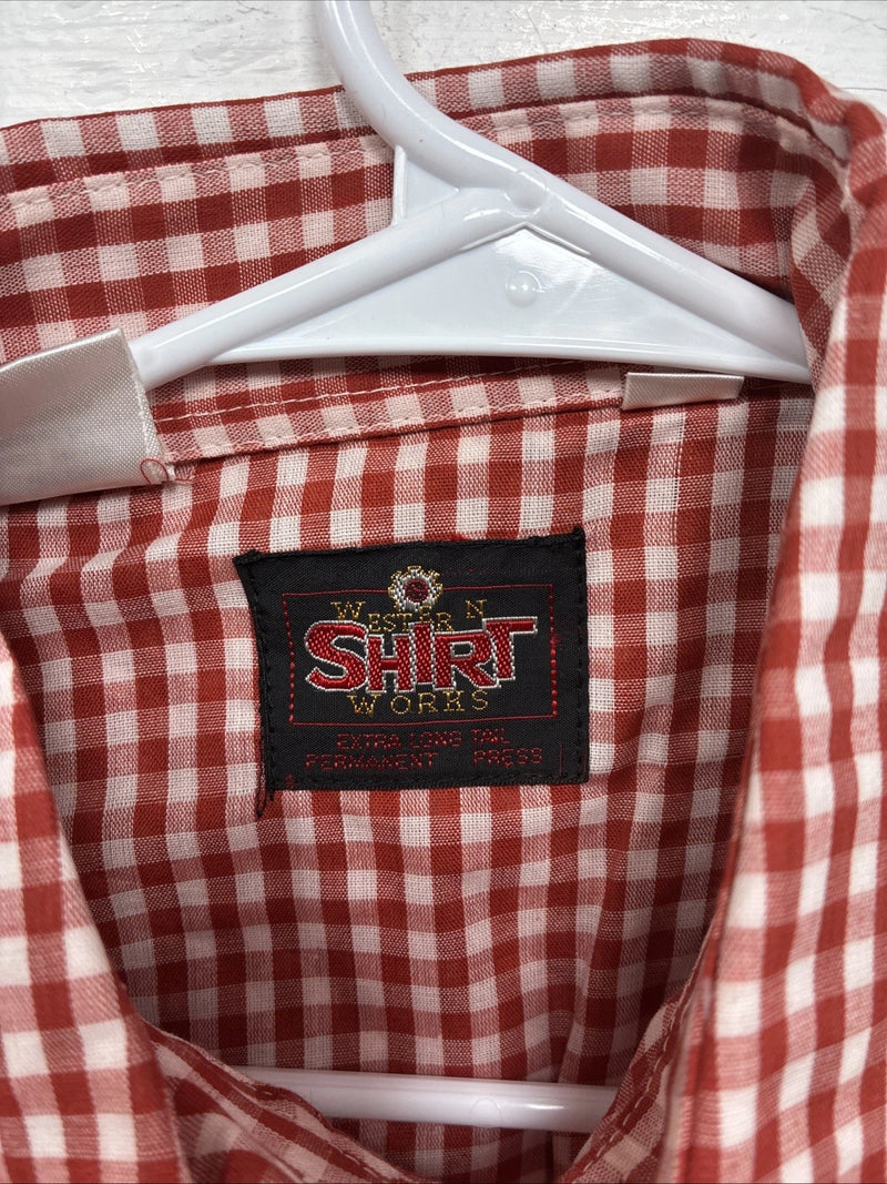 New Men’s Western Shirts Red Checkered Short Sleeve Pearl Snap  Small J-71