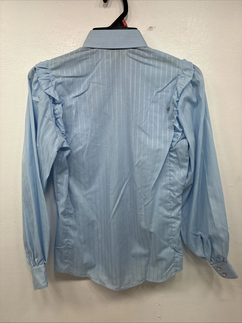 New Women’s ELY Champion Blue Long Sleeve Pearl Snap Size Small TT-135