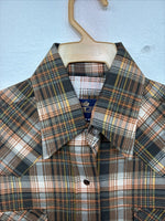 New Women’s Panhandle Slim Brown Plaid Long Sleeve Pearl Snap Size 34 MM-57
