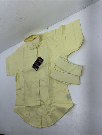 New Women’s Yellow EQUISTAR English Short Sleeve Button Up Shirt. 40 465083 G-22