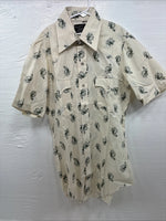 New Men’s Champion Western Yellow Floral Short Sleeve Pearl Snap Small J-74