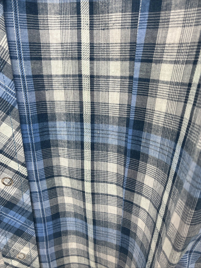 New Women Cumberland Blue Plaid Long Sleeve Pearl Snap 2XL GG-18