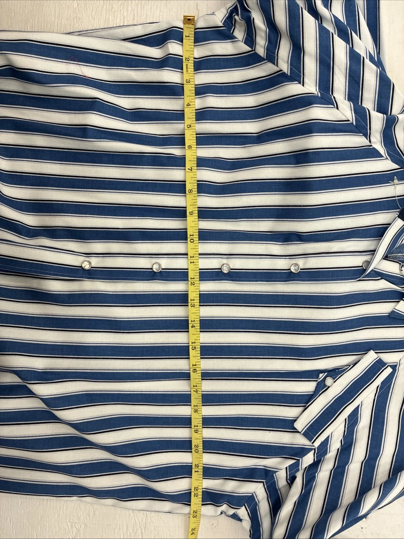 New Women’s H Bar C Blue Stripe Long Sleeve Pearl Snap Size 40 DD-20