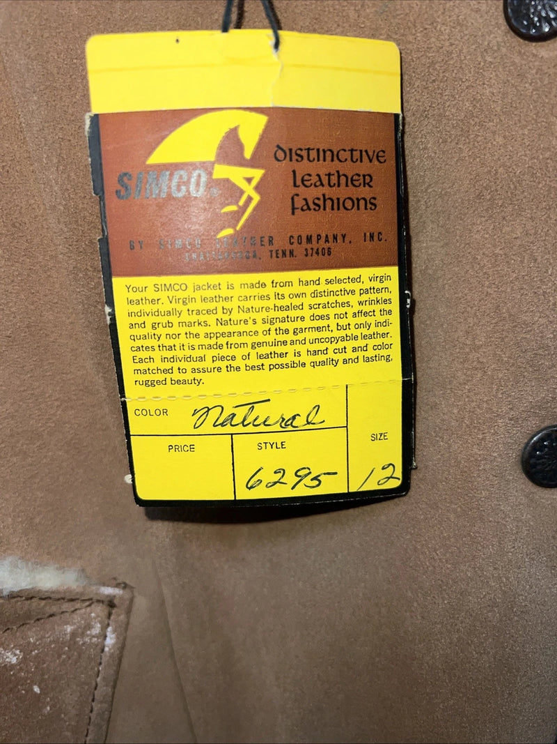 New Women’s Brown SIMCO Leather Wool Coat 12 #6295 UU-7