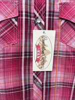 New Women’s Cumberland Pink plaid Short Sleeve Pearl Snap XL GG-26