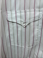 New Men’s Mesquite White Stripe Long Sleeve Pearl Snap 16 Large CC-62