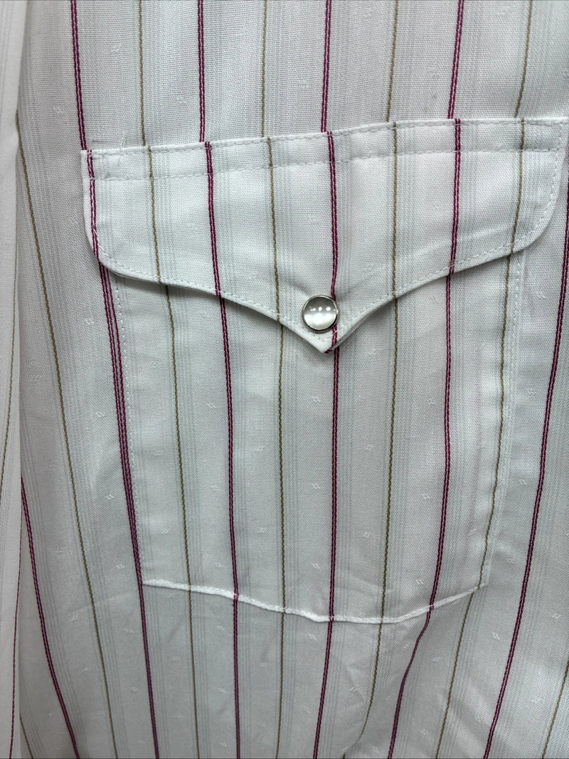 New Men’s Mesquite White Stripe Long Sleeve Pearl Snap 16 Large CC-62