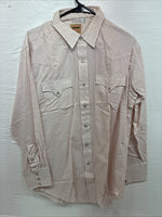 New Men’s Karman White Red Stripe Long Sleeve Pearl Snap 16 Large M-46