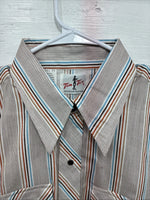 New Men’s Tem Tex Brown Stripe Long Sleeve Pearl Snap 16.5 X 33 Large V-24