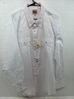 New Men’s ELY Cattleman White Long Sleeve Pearl Snap 18.5 X 36 2XL R-23