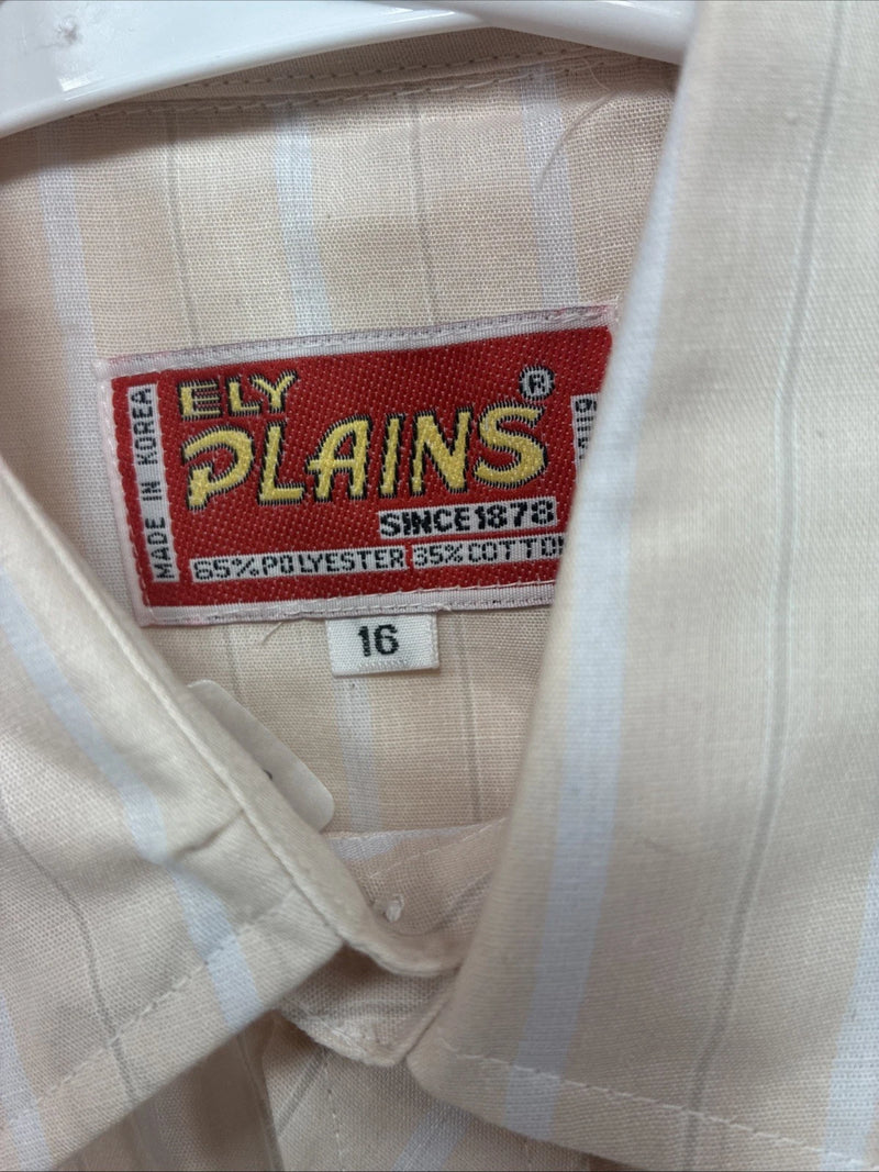 New Kids ELY Plains Tan Stripe Long Sleeve Pearl Snap Size 16 CC-115