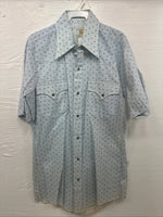 New Men’s Dickson Jenkins Blue Floral Short Sleeve Pearl Snap 14.5 Small V-62