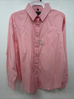 New Women’s White Horse Pink Gem Long Sleeve Pearl Snap XL II-38