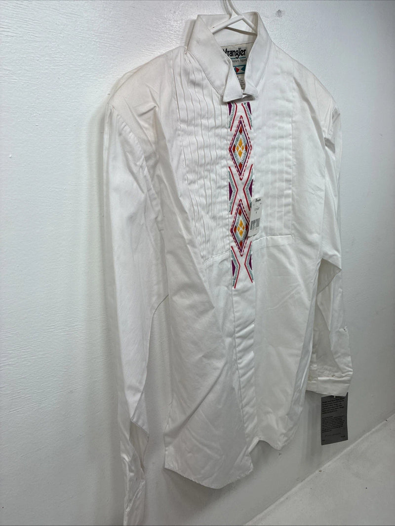 New Women’s Wrangler White Design Long Sleeve Button Up Medium TT-13