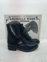 New Men’s Black Lace Up American West Cowboy Boots. 6991 8 E W. 3-142