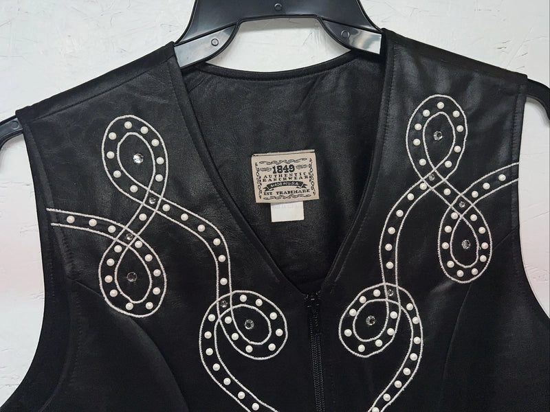 New Women’s Black 1849 Authentic Ranchwear Beaded Western Show Vest Medium WW-81
