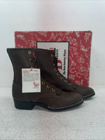 New Youth Brown Lace Up Texas Brand Cowboy Boots. B 1361 5.5 5 1/2 D. 2-131
