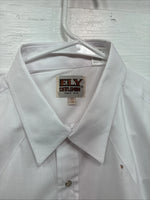 New Men’s ELY Cattleman White Long Sleeve Pearl Snap 16.5 X 36 Large X-105