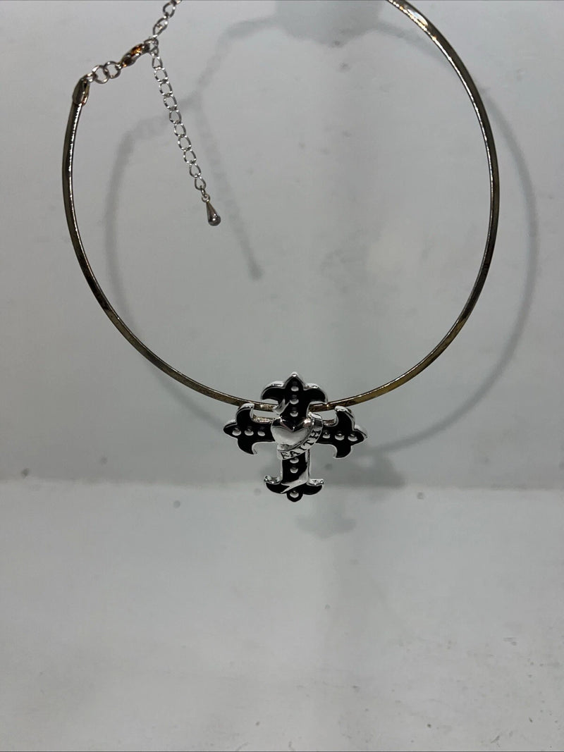 New Women’s Montana Silversmiths Silver Black Faith Cords Necklace. NC1183 A-57