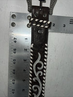 New Geniune Leather Nocona Brown White Belt Large #N3488802 W-9