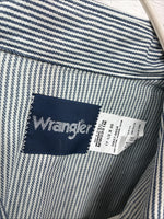 New men’s Wrangler White Black Stripe long Sleeve Pearl Snap 17.5 Large M-69