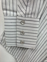 New Kids White Horse Gray Stripe Long Sleeve Pearl Snap Medium DD-57