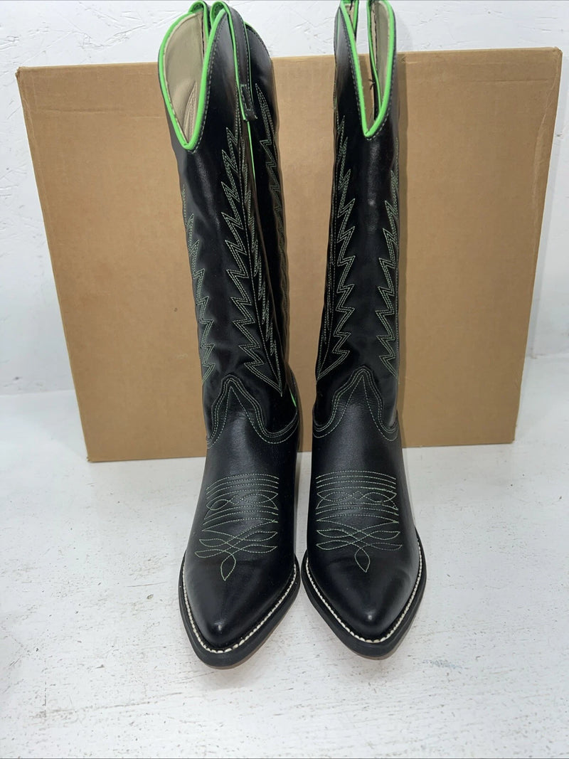 New Women’s Black And Green Kenny Rodger’s Cowboy Boots. 40314 6 M. 19-49