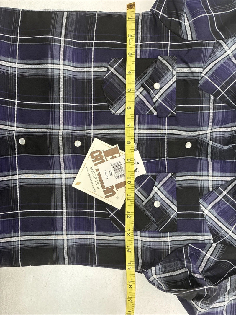 New Kids ELY Cattleman Purple Plaid Long Sleeve Pearl Snap Small LL-6