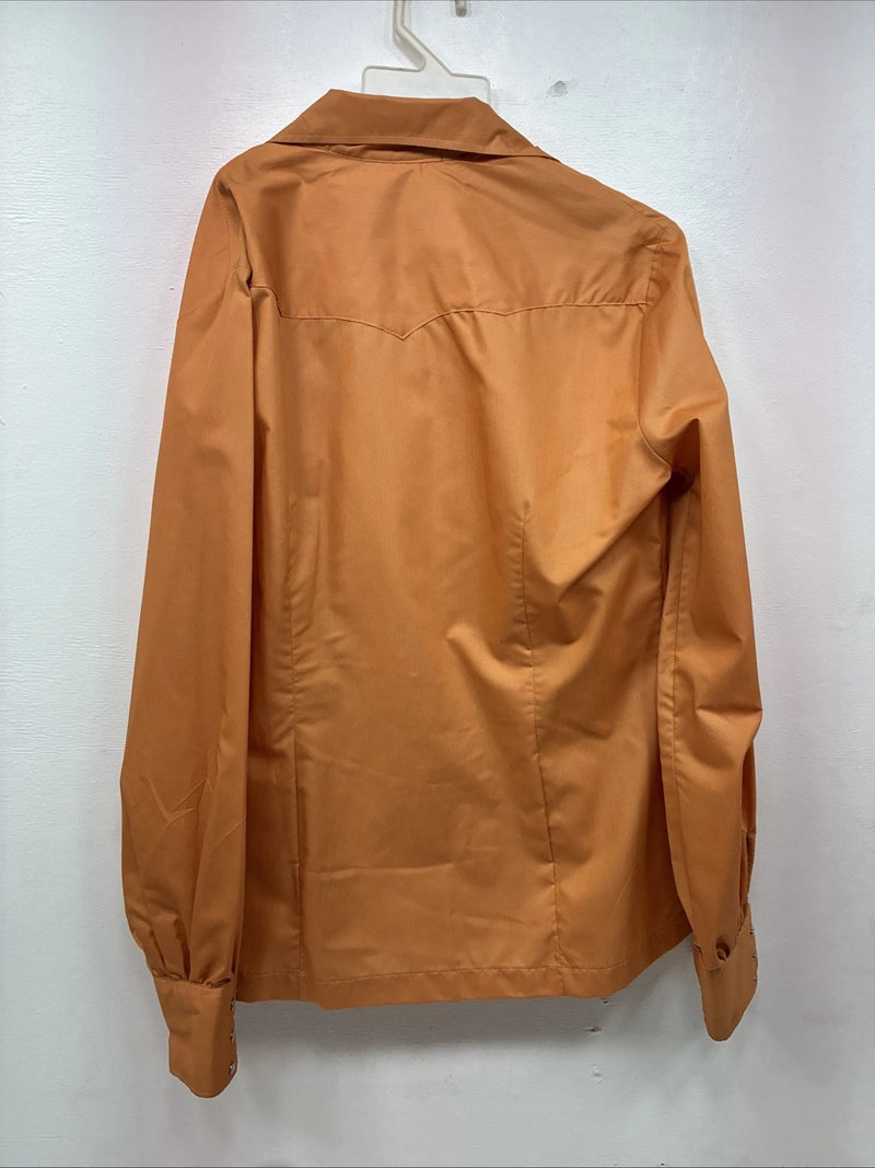 New Women’s Panhandle Slim Orange Long Sleeve Pearl Snap Size 14 KK-117